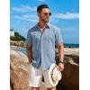 imageCOOFANDY Mens Cuban Guayabera Short Sleeve Shirt Casual Summer Beach Tops Button Down Untucked ShirtsLight Blue
