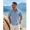 imageCOOFANDY Mens Cuban Guayabera Short Sleeve Shirt Casual Summer Beach Tops Button Down Untucked ShirtsLight Blue