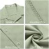 imageCOOFANDY Mens Cuban Guayabera Short Sleeve Shirt Casual Summer Beach Tops Button Down Untucked ShirtsLight Green