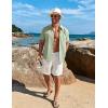 imageCOOFANDY Mens Cuban Guayabera Short Sleeve Shirt Casual Summer Beach Tops Button Down Untucked ShirtsLight Green