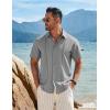 imageCOOFANDY Mens Cuban Guayabera Short Sleeve Shirt Casual Summer Beach Tops Button Down Untucked ShirtsLight Grey