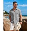 imageCOOFANDY Mens Cuban Guayabera Short Sleeve Shirt Casual Summer Beach Tops Button Down Untucked ShirtsLight Grey