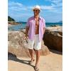 imageCOOFANDY Mens Cuban Guayabera Short Sleeve Shirt Casual Summer Beach Tops Button Down Untucked ShirtsLight Purple