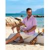 imageCOOFANDY Mens Cuban Guayabera Short Sleeve Shirt Casual Summer Beach Tops Button Down Untucked ShirtsLight Purple