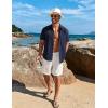 imageCOOFANDY Mens Cuban Guayabera Short Sleeve Shirt Casual Summer Beach Tops Button Down Untucked ShirtsNavy Blue