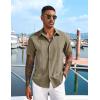 imageCOOFANDY Mens Cuban Guayabera Short Sleeve Shirt Casual Summer Beach Tops Button Down Untucked ShirtsOlive Green
