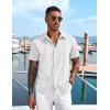 imageCOOFANDY Mens Cuban Guayabera Short Sleeve Shirt Casual Summer Beach Tops Button Down Untucked ShirtsWhite