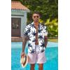 imageCOOFANDY Mens Hawaiian Floral Shirts Short Sleeve Button Down Shirts Tropical Summer Beach ShirtsCoconut Treewhite