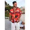 imageCOOFANDY Mens Hawaiian Floral Shirts Short Sleeve Button Down Shirts Tropical Summer Beach ShirtsIsland Sunsetorange Red