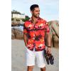 imageCOOFANDY Mens Hawaiian Floral Shirts Short Sleeve Button Down Shirts Tropical Summer Beach ShirtsIsland Sunsetorange Red
