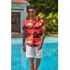 imageCOOFANDY Mens Hawaiian Floral Shirts Short Sleeve Button Down Shirts Tropical Summer Beach ShirtsIsland Sunsetorange Red
