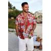 imageCOOFANDY Mens Hawaiian Floral Shirts Short Sleeve Button Down Shirts Tropical Summer Beach ShirtsLeavesred