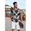 imageCOOFANDY Mens Hawaiian Floral Shirts Short Sleeve Button Down Shirts Tropical Summer Beach ShirtsMonstera Leafblack