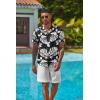 imageCOOFANDY Mens Hawaiian Floral Shirts Short Sleeve Button Down Shirts Tropical Summer Beach ShirtsMonstera Leafblack