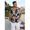 imageCOOFANDY Mens Hawaiian Floral Shirts Short Sleeve Button Down Shirts Tropical Summer Beach ShirtsMonstera Leafblack