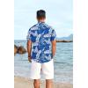 imageCOOFANDY Mens Hawaiian Floral Shirts Short Sleeve Button Down Shirts Tropical Summer Beach ShirtsPalm Leafblue