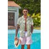 imageCOOFANDY Mens Hawaiian Floral Shirts Short Sleeve Button Down Shirts Tropical Summer Beach ShirtsPalm Leafgreen
