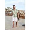 imageCOOFANDY Mens Hawaiian Floral Shirts Short Sleeve Button Down Shirts Tropical Summer Beach ShirtsPalm Leafgreen
