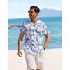 imageCOOFANDY Mens Hawaiian Floral Shirts Short Sleeve Button Down Shirts Tropical Summer Beach ShirtsPalm Leafwhite Blue