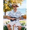 imageCOOFANDY Mens Hawaiian Floral Shirts Short Sleeve Button Down Shirts Tropical Summer Beach ShirtsPalm Leafwhite Blue