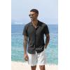 imageCOOFANDY Mens Hawaiian Floral Shirts Short Sleeve Button Down Shirts Tropical Summer Beach ShirtsSolidblack