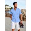 imageCOOFANDY Mens Hawaiian Floral Shirts Short Sleeve Button Down Shirts Tropical Summer Beach ShirtsSolidlight Blue