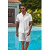 imageCOOFANDY Mens Hawaiian Floral Shirts Short Sleeve Button Down Shirts Tropical Summer Beach ShirtsSolidwhite