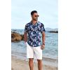 imageCOOFANDY Mens Hawaiian Floral Shirts Short Sleeve Button Down Shirts Tropical Summer Beach ShirtsWhite Floralnavy