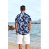 imageCOOFANDY Mens Hawaiian Floral Shirts Short Sleeve Button Down Shirts Tropical Summer Beach ShirtsWhite Floralnavy