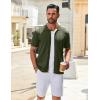 imageCOOFANDY Mens Knit Shirts Short Sleeve Button Down Polo Shirt Vintage Casual Summer Beach ShirtsArmy Green