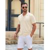 imageCOOFANDY Mens Knit Shirts Short Sleeve Button Down Polo Shirt Vintage Casual Summer Beach ShirtsBeige