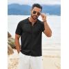 imageCOOFANDY Mens Knit Shirts Short Sleeve Button Down Polo Shirt Vintage Casual Summer Beach ShirtsBlack