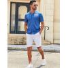 imageCOOFANDY Mens Knit Shirts Short Sleeve Button Down Polo Shirt Vintage Casual Summer Beach ShirtsBlue