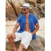imageCOOFANDY Mens Knit Shirts Short Sleeve Button Down Polo Shirt Vintage Casual Summer Beach ShirtsBlue