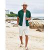 imageCOOFANDY Mens Knit Shirts Short Sleeve Button Down Polo Shirt Vintage Casual Summer Beach ShirtsGreen