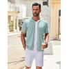 imageCOOFANDY Mens Knit Shirts Short Sleeve Button Down Polo Shirt Vintage Casual Summer Beach ShirtsIce Green