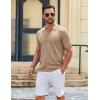 imageCOOFANDY Mens Knit Shirts Short Sleeve Button Down Polo Shirt Vintage Casual Summer Beach ShirtsKhaki