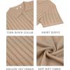 imageCOOFANDY Mens Knit Shirts Short Sleeve Button Down Polo Shirt Vintage Casual Summer Beach ShirtsKhaki