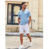 imageCOOFANDY Mens Knit Shirts Short Sleeve Button Down Polo Shirt Vintage Casual Summer Beach ShirtsLight Blue