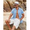 imageCOOFANDY Mens Knit Shirts Short Sleeve Button Down Polo Shirt Vintage Casual Summer Beach ShirtsLight Blue