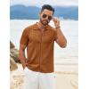 imageCOOFANDY Mens Knit Shirts Short Sleeve Button Down Polo Shirt Vintage Casual Summer Beach ShirtsLight Brown