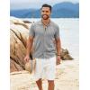 imageCOOFANDY Mens Knit Shirts Short Sleeve Button Down Polo Shirt Vintage Casual Summer Beach ShirtsLight Grey