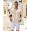 imageCOOFANDY Mens Knit Shirts Short Sleeve Button Down Polo Shirt Vintage Casual Summer Beach ShirtsLight Khaki