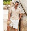 imageCOOFANDY Mens Knit Shirts Short Sleeve Button Down Polo Shirt Vintage Casual Summer Beach ShirtsLight Khaki