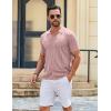 imageCOOFANDY Mens Knit Shirts Short Sleeve Button Down Polo Shirt Vintage Casual Summer Beach ShirtsLight Pink
