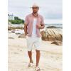 imageCOOFANDY Mens Knit Shirts Short Sleeve Button Down Polo Shirt Vintage Casual Summer Beach ShirtsLight Pink