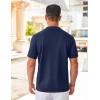 imageCOOFANDY Mens Knit Shirts Short Sleeve Button Down Polo Shirt Vintage Casual Summer Beach ShirtsNavy Blue