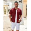 imageCOOFANDY Mens Knit Shirts Short Sleeve Button Down Polo Shirt Vintage Casual Summer Beach ShirtsWine Red