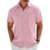 imageCOOFANDY Mens Casual Button Down Shirts Short Sleeve Beach Summer Shirt Vacation Wedding Shirts with PocketPink