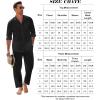 imageCOOFANDY Linen Sets For Men 2 Piece Button Down Shirt Long Sleeve And Casual Beach Drawstring Waist Pants Summer OutfitsBlack